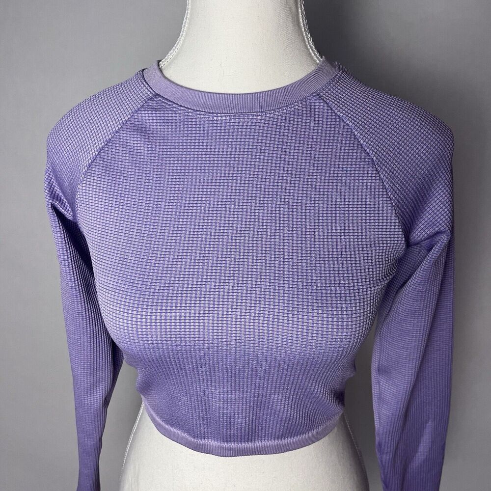 Aerie Offline Crop Top Big Chill Seamless Long Sleeve Purple Large Small Medium